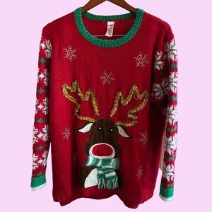 Christmas Xmas Sweater Womens 2X Multicolor Long Sleeve Heavy Knit Pullover‎